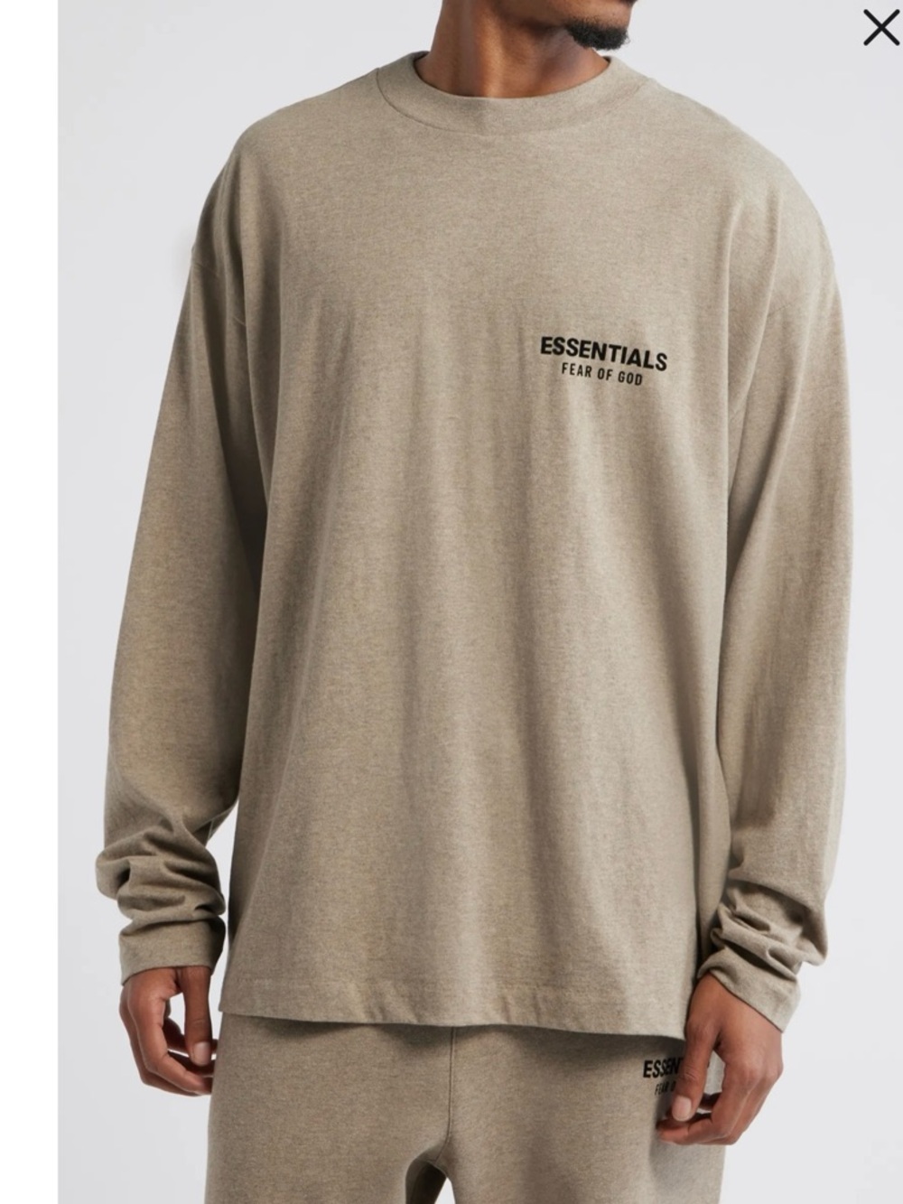 Fear of God Essentials Long Sleeve Tee in Taupe Beige